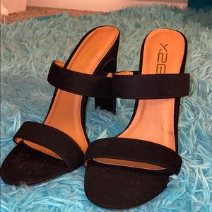 Black High Heeled Mules